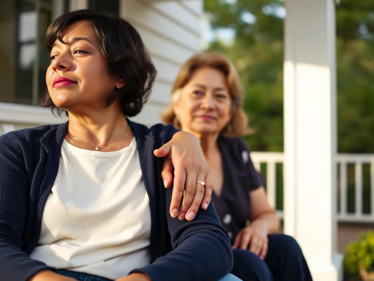 Two people sitting together in support